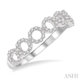 1/4 ctw Circular Row Round Cut Diamond Stackable Band in 10K White Gold