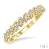 1/10 ctw Leaf Motif Round Cut Diamond Stackable Band in 14K Yellow Gold