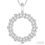 1/6 Ctw Twin Halo Round Cut Diamond Fashion Pendant in 10K White Gold with chain