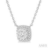 1/3 Ctw Cushion Shape Lovebright Diamond Pendant With Chain in 14K White Gold
