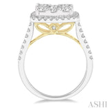 2.00 ctw Round Diamond Lovebright Halo Engagement Ring in 14K White and Yellow Gold