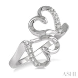 Twin Heart Shape Diamond Fashion Ring