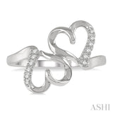 Twin Heart Shape Diamond Fashion Ring