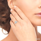 3/8 ctw Emerald Shape fusion Baguette and Round Cut Diamond Ring in 14K White Gold