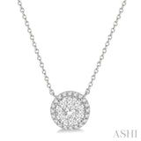 1/2 Ctw Circular Round Cut Diamond Lovebright Pendant With Chain in 14K White Gold