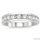 1.00 ctw Channel Set 11 Stone Round Cut Diamond Wedding Band in 14K White Gold
