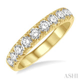 1.00 ctw 11 Stone Round Cut Diamond Wedding Band in 14K Yellow Gold