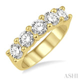2.00 ctw 5 Stone Round Cut Diamond Wedding Band in 14K Yellow Gold