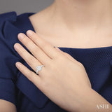 5/8 ctw Oval Shape Lovebright Baguette and Round Cut Diamond Cluster Ring in 14K White Gold