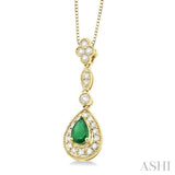 Pear Shape Gemstone & Diamond Pendant