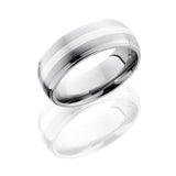 Lashbrook Titanium 8Mm Domed Band With Grooved Edges And 2Mm Ss 8Dge12/Ss