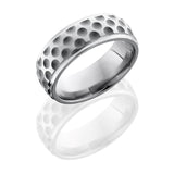 Lashbrook Titanium 8Mm Domed Band With Grooved Edges And Dot Pattern 8Dgedot