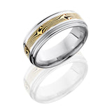 Lashbrook Cobalt Chrome 8Mm Flat Band With Rounded Edges And 3Mm Mokume Cc8Ref13/M18Kysh