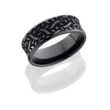 Lashbrook Zirconium 8Mm Concave Beveled Band With Laser Carved Escher 2 Design Z8Cb/Blcvescher2