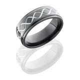 Lashbrook Zirconium 8Mm Flat Band With Grooved Edges And Infinity Pattern Z8Fge/Tallinf