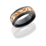 Lashbrook Zirconium 8Mm Domed Band With 4Mm Rose Gold Inlay With Jba Pattern Bz-8Hrm(1)4Rg/Mjba