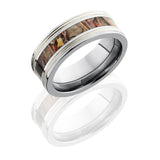 Lashbrook Titanium 8Mm Flat Band With 3Mm Of Max4 Camo And Stelring Silver Milgrained Inlay Camo8F13