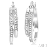 1/10 Ctw Single Cut Diamond Double Row Earrings in Sterling Silver