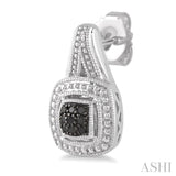 1/6 Ctw Cushion Shape Trillion Cut Black Diamond Earrings in Sterling Silver