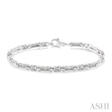 1/10 ctw Knot Shape Single Cut Diamond Link Bracelet in Sterling Silver