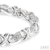 1/6 ctw Single Cut Diamond 'X' Link Bracelet in Sterling Silver