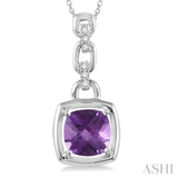 Silver Gemstone & Diamond Pendant