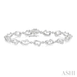 1/20 ctw Heart Shape Single Cut Diamond Bracelet in Sterling Silver