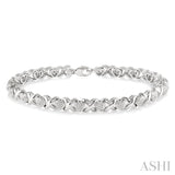 1/10 ctw 'X' and Heart Shape Single Cut Diamond Bracelet in Sterling Silver