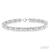 1/10 ctw 'X' and SQ Single Cut Diamond Bracelet in Sterling Silver