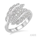 1/10 ctw Round Cut Diamond Leaf Ring in Sterling Silver