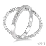 1/20 ctw Round Cut Diamond 'X' Ring in Sterling Silver