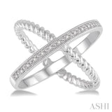 1/20 ctw Round Cut Diamond 'X' Ring in Sterling Silver