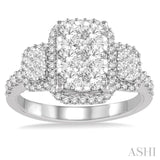 1 1/3 ctw Round Cut Diamond Lovebright Ring in 14K White Gold