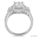 1 1/3 ctw Round Cut Diamond Lovebright Ring in 14K White Gold