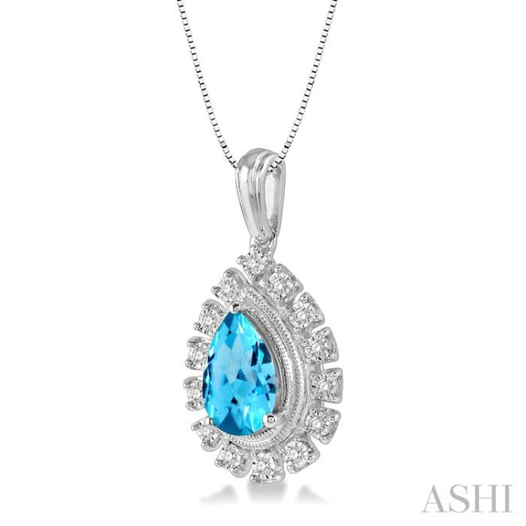 Pear Shape Gemstone & Diamond Pendant - 61448JHADTSPDBTWG – Jays Jewelry