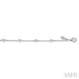 1/6 ctw Diamond Shape Mount Round Cut Diamond Station Bracelet in 10K White Gold