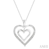 Silver Double Heart Shape Diamond Fashion Pendant