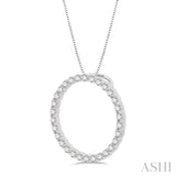 1 Ctw Round Cut Diamond Circle of Love Pendant with Chain in 14K White Gold