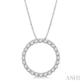 1/2 Ctw Circle of Love Round Cut Diamond Pendant With Chain in 14K White Gold