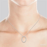 1 Ctw Oval Shape Window Round Cut Diamond Pendant With Chain in 14K  White Gold