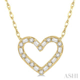 1/4 ctw Heart Charm Baguette and Round Cut Diamond Pendant in 14K Yellow Gold