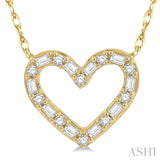 1/4 ctw Heart Charm Baguette and Round Cut Diamond Pendant in 14K Yellow Gold