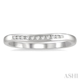 1/10 ctw Arched Channel Round Cut Diamond Wedding Band in 14K White Gold