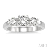 1.00 ctw Round Cut Diamond Three-Stone Ring in 14K White Gold