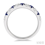 2.6 MM Sapphire and 3/8 ctw Round Cut Diamond Precious Wedding Band in 14K White Gold