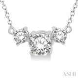 1/2 Ctw Three Stone Round Cut Diamond Necklace in 14K White Gold