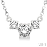 1/4 Ctw Three Stone Round Cut Diamond Necklace in 14K White Gold