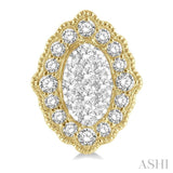 1/4 Ctw Lattice Edge Oval Shape Lovebright Round Cut Diamond Earrings in 14K Yellow and White Gold
