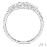 1/4 ctw 5 Marquise Mount Round Cut Diamond Curved Wedding Band in 14K White Gold