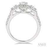 1.00 ctw Past, Present & Future Round Cut Diamond Engagement Ring With 3/8 ct Pear Cut Center Stone in 14K White Gold